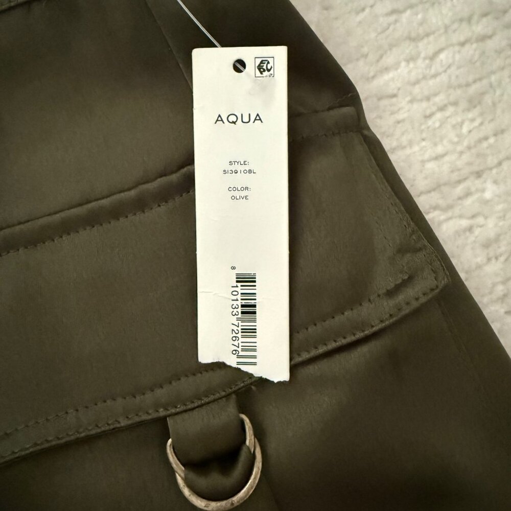 Olive Green Mini Skirt Size XS Cargo Style Pockets Indie Style by Aqua - Picture 6 of 11